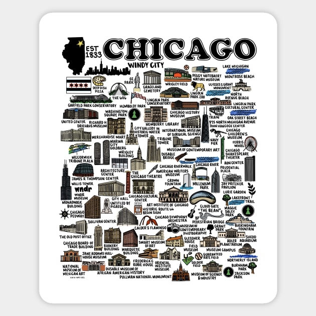 Chicago Map Sticker by fiberandgloss